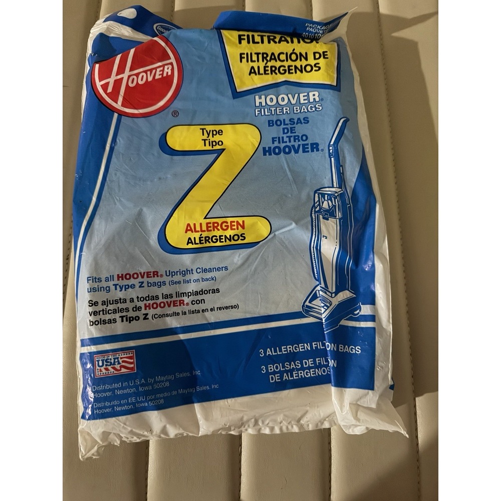 Genuine Hoover Type Z Upright Cleaner Bags Allergen Filter 2 Pack 4010100Z